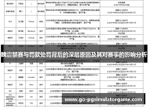 魏震禁赛与罚款处罚背后的深层原因及其对赛事的影响分析